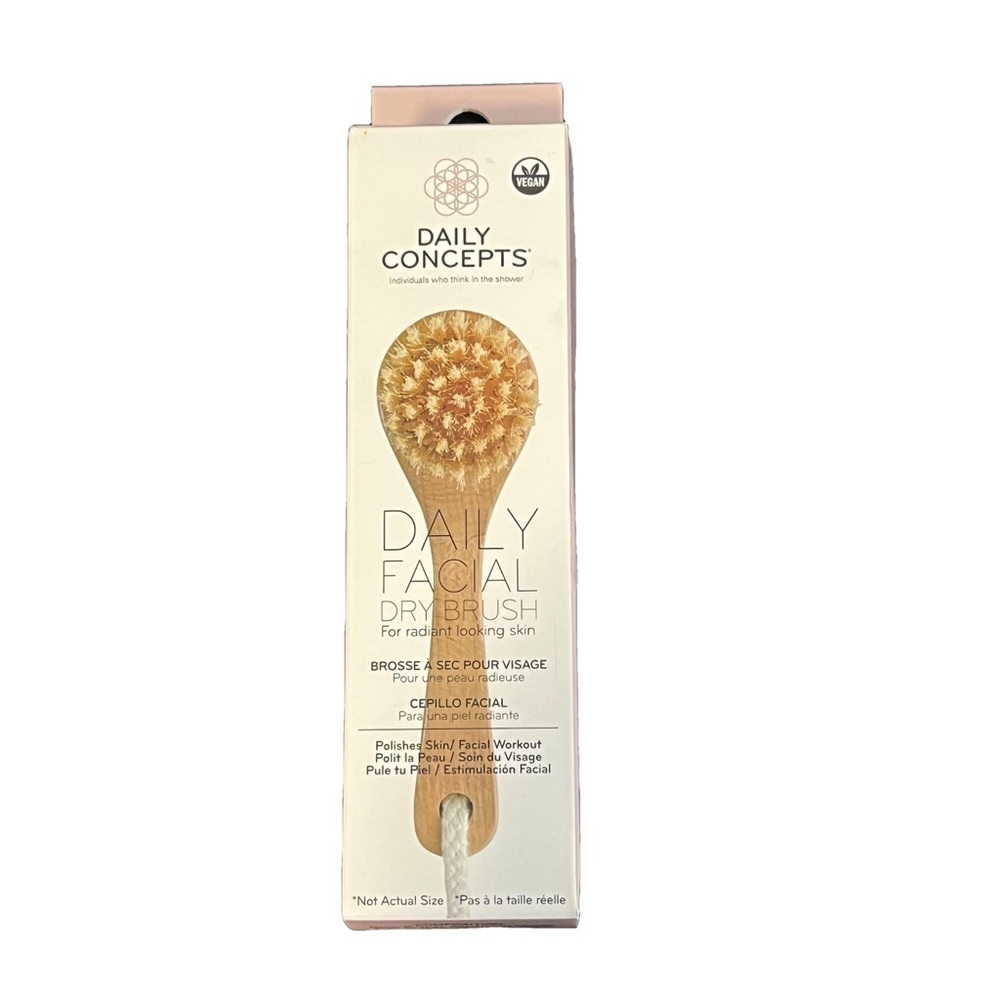 Daily Concepts Daily Facial Dry Brush Polishes Skin Nylon & Beechwood Radiant
